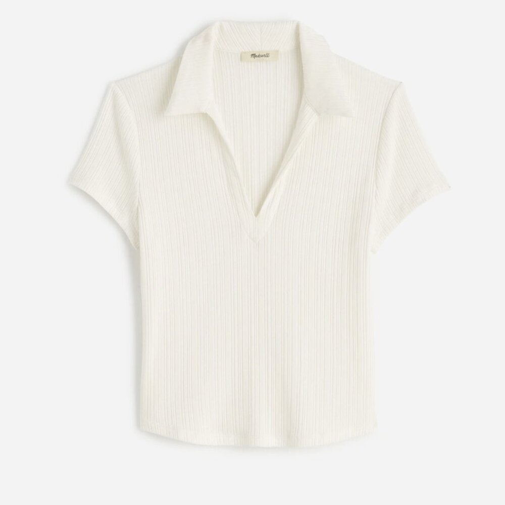 Madewell Ribbed V-Neck Polo Tee – Lighthouse – Size Medium